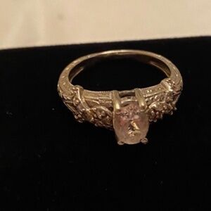 GENERATIONS 1912 MORGANITE & PINK DIAMONDS RING SZ 6 WHITE GOLD VICTORIAN STYLE